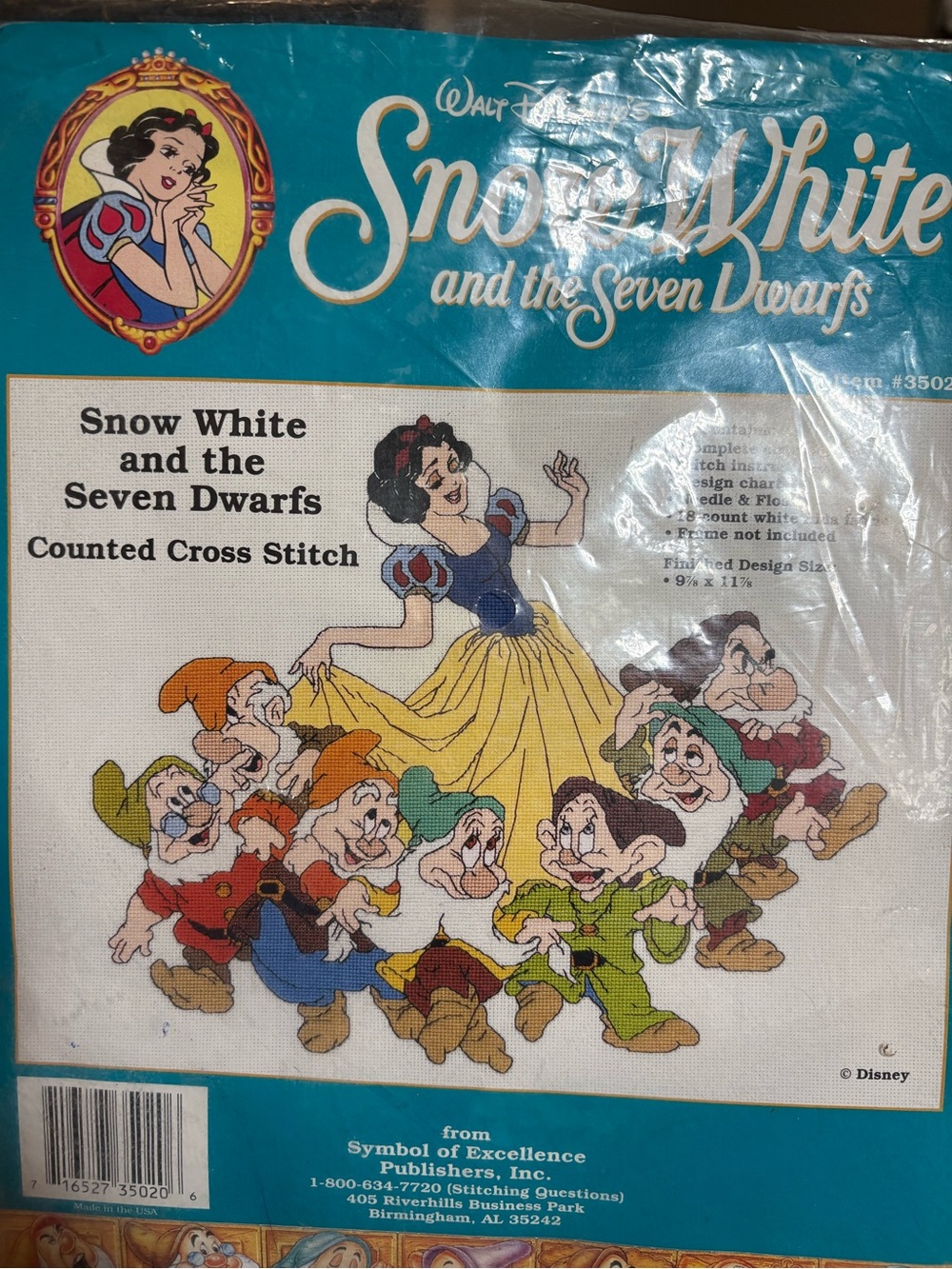Disney Cross Stitch Kit Teal White Brown Green Red